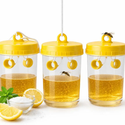 Wespenfalle für Outdoor – Fliegenfalle & Wespenabwehr für Garten, Terrasse und Balkon – Wiederverwendbare Insektenfalle (3x)