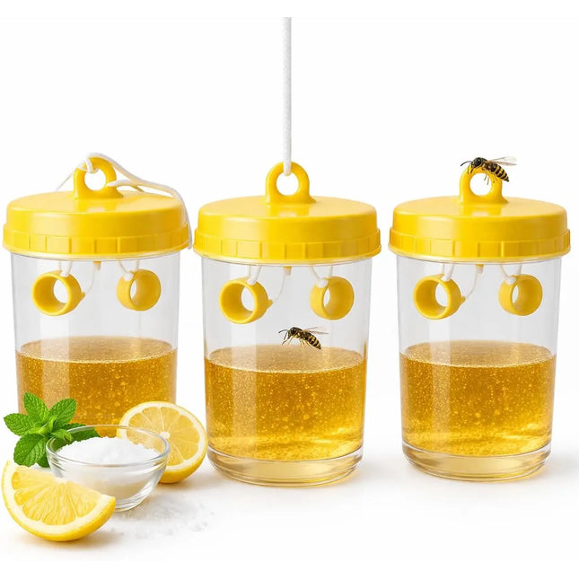 Wespenfalle für Outdoor – Fliegenfalle & Wespenabwehr für Garten, Terrasse und Balkon – Wiederverwendbare Insektenfalle (3x)