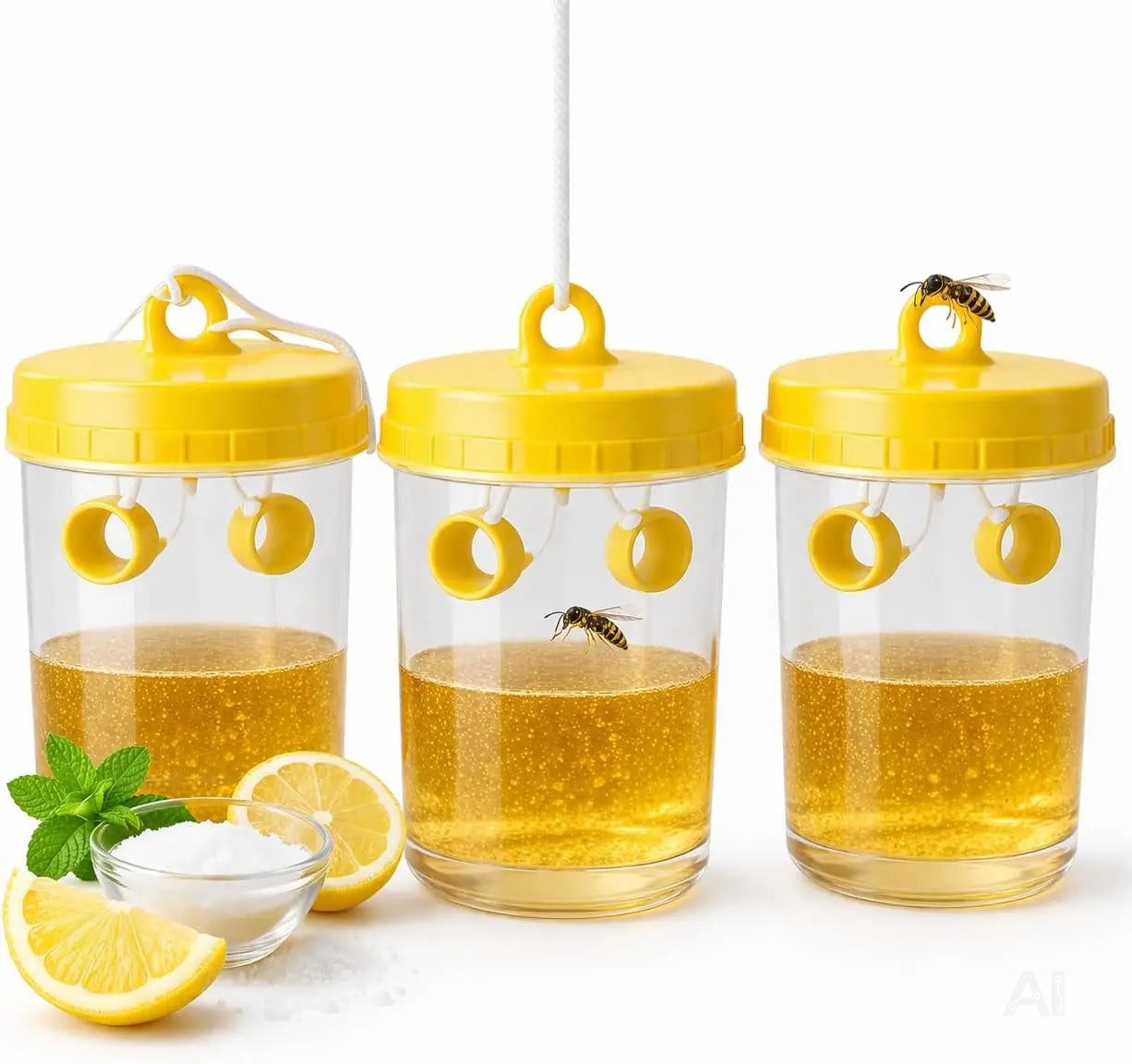 3x Wespenfalle für Outdoor – Fliegenfalle & Wespenabwehr für Garten, Terrasse und Balkon – Wiederverwendbare Insektenfalle (3x)