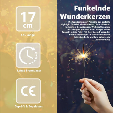 Wunderkerzen 17 cm - Sternspritzer Fontäne für Partys & Feuerwerk & Hochzeit & Geburtstag