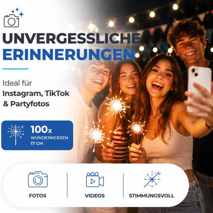 Wunderkerzen 17 cm - Sternspritzer Fontäne für Partys & Feuerwerk & Hochzeit & Geburtstag