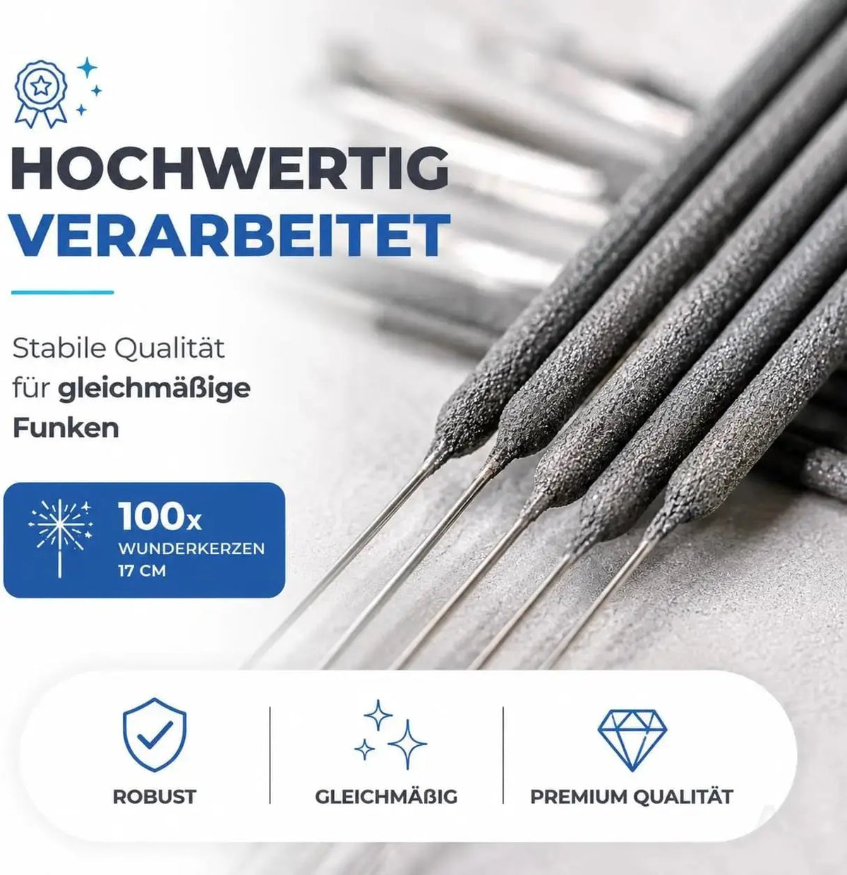 Wunderkerzen 17 cm - Sternspritzer Fontäne für Partys & Feuerwerk & Hochzeit & Geburtstag – Detailansicht 3