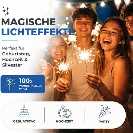 Wunderkerzen Sternspritzer 17 cm - Silvester - Dekoration - Party - Geburtstag - Hochzeit - für Klein & Groß - Jugendfeuerwerk