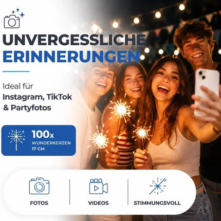 Wunderkerzen Sternspritzer 17 cm - Silvester - Dekoration - Party - Geburtstag - Hochzeit - für Klein & Groß - Jugendfeuerwerk