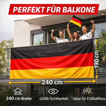 XL Deutschland Flagge 240x150 cm – EXTRA Große WM 2026 Fahne Fanartikel mit Metallösen Weltmeisterschaft