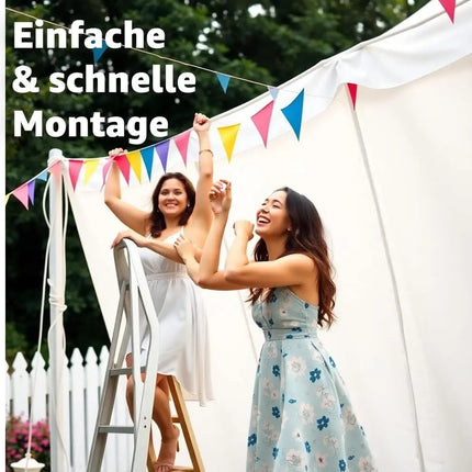 XXL 100 Meter Wimpelkette bunt - Innen & Draußen Banner - Girlande für Garten & Party - Deko & Dekoration