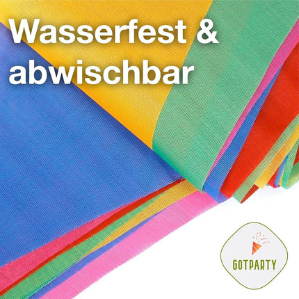 XXL 100 Meter Wimpelkette bunt - Innen & Draußen Banner - Girlande für Garten & Party - Deko & Dekoration