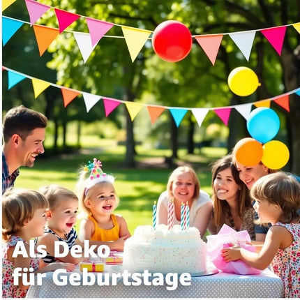 XXL 100 Meter Wimpelkette bunt - Innen & Draußen Banner - Girlande für Garten & Party - Deko & Dekoration