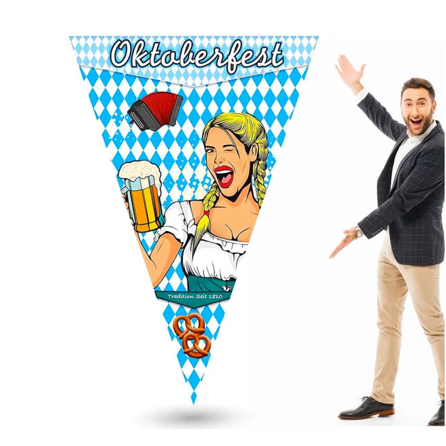 XXL 150 x 90 cm Oktoberfest Wimpel Dreieck Wiesn Deko Dekoration zum Aufhängen für Ihr Oktoberfest Dahoam