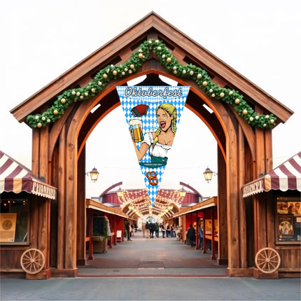 XXL 150 x 90 cm Oktoberfest Wimpel Dreieck Wiesn Deko Dekoration zum Aufhängen für Ihr Oktoberfest Dahoam