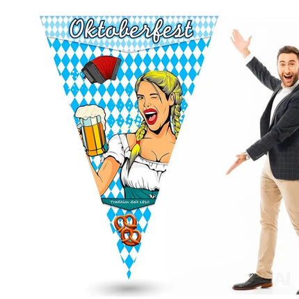 XXL 150 x 90 cm Oktoberfest Wimpel Dreieck Wiesn Deko Dekoration zum Aufhängen für Ihr