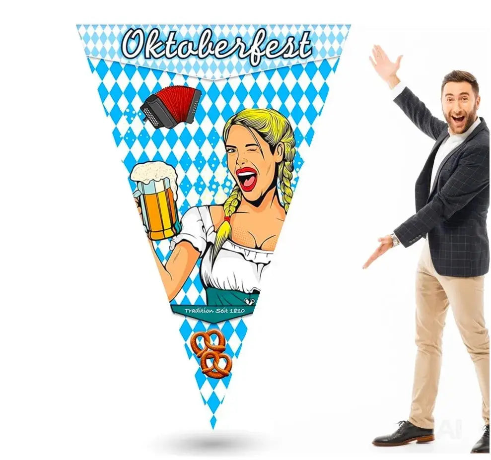 XXL 150 x 90 cm Oktoberfest Wimpel Dreieck Wiesn Deko Dekoration zum Aufhängen für Ihr Oktoberfest Dahoam