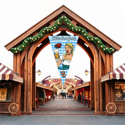 XXL 150 x 90 cm Oktoberfest Wimpel Dreieck Wiesn Deko Dekoration zum Aufhängen für Ihr – Detailansicht 3