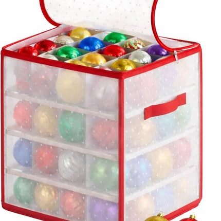 XXL Aufbewahrungstasche Box für sanfte Aufbewahrung von Weihnachtskugeln mit 66 Fächern Christbaumkugeln Weihnachtsdeko Tasche