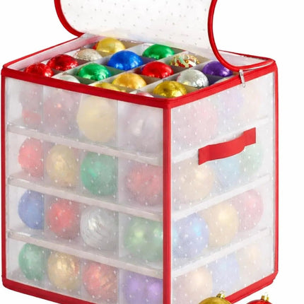 XXL Aufbewahrungstasche Box für sanfte Aufbewahrung von Weihnachtskugeln mit 66 Fächern Christbaumkugeln Weihnachtsdeko Tasche