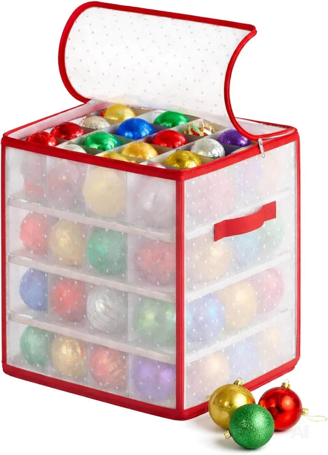 XXL Aufbewahrungstasche Box für sanfte Aufbewahrung von Weihnachtskugeln mit 66 Fächern Christbaumkugeln Weihnachtsdeko Tasche