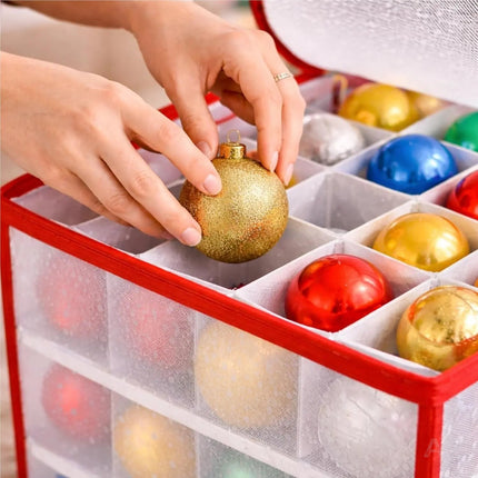 XXL Aufbewahrungstasche Box für sanfte Aufbewahrung von Weihnachtskugeln mit 66 Fächern Christbaumkugeln Weihnachtsdeko Tasche