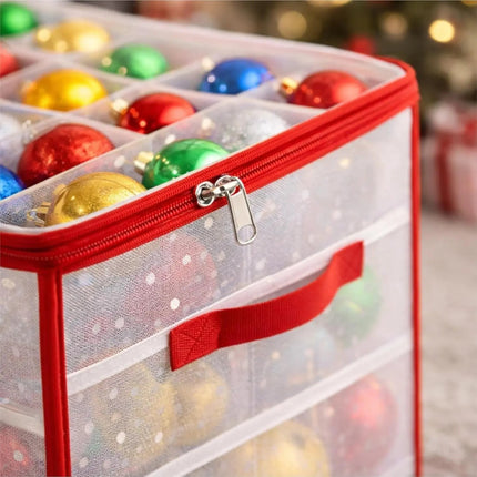 XXL Aufbewahrungstasche Box für sanfte Aufbewahrung von Weihnachtskugeln mit 66 Fächern Christbaumkugeln Weihnachtsdeko Tasche