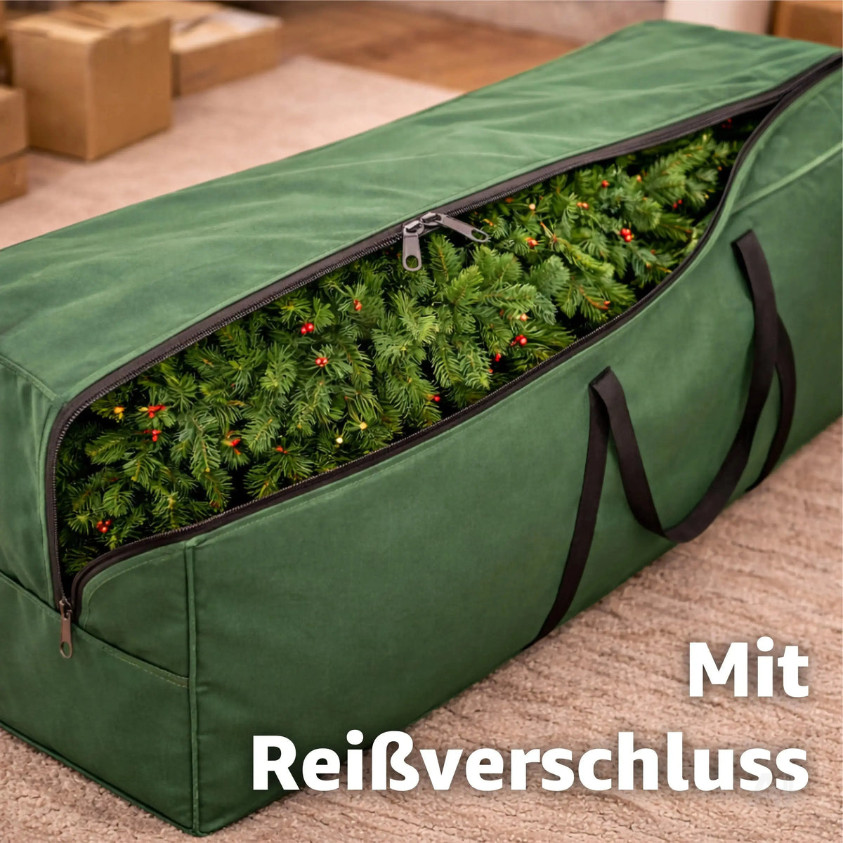 XXL Aufbewahrungstasche für künstliche Weihnachtsbäume bis 220 cm – Reißfeste Schutzhülle – Detailansicht 2