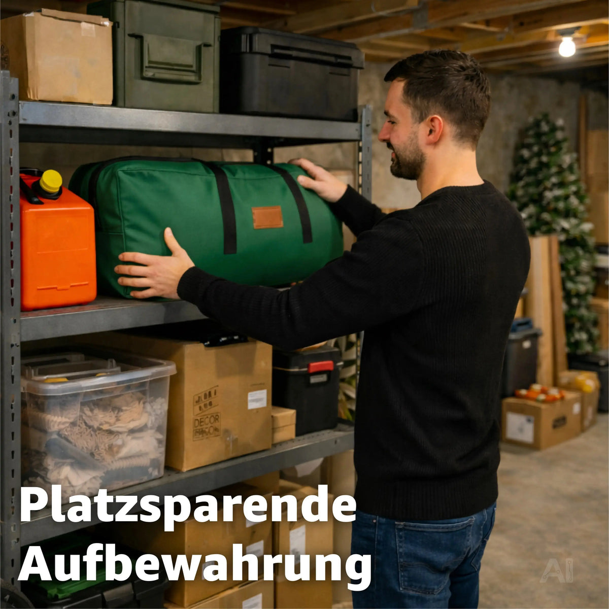 XXL Aufbewahrungstasche für künstliche Weihnachtsbäume bis 220 cm – Reißfeste Schutzhülle – Detailansicht 6
