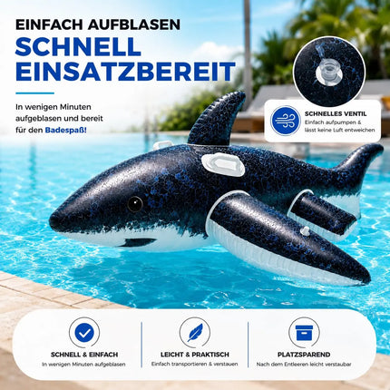 XXL Aufblasbare Luftmatratze Schwimmring Tier – Großer Tier Schwimmreifen für Pool, Strand & See – Wasserspielzeug für Erwachsene & Kinder (XXL Hai)