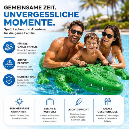 XXL Aufblasbare Luftmatratze Schwimmring Tier – Großer Tier Schwimmreifen für Pool, Strand & See – Wasserspielzeug für Erwachsene & Kinder (XXL Krokodil)