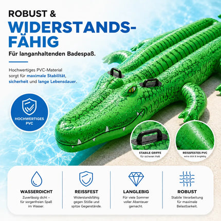 XXL Aufblasbare Luftmatratze Schwimmring Tier – Großer Tier Schwimmreifen für Pool, Strand & See – Wasserspielzeug für Erwachsene & Kinder (XXL Krokodil)