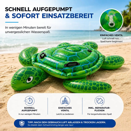 XXL Aufblasbare Luftmatratze Schwimmring Tier – Großer Tier Schwimmreifen für Pool, Strand & See – Wasserspielzeug für Erwachsene & Kinder (XXL Schildkröte)