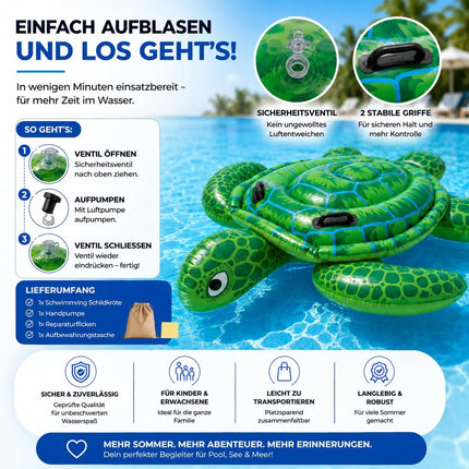 XXL Aufblasbare Luftmatratze Schwimmring Tier – Großer Tier Schwimmreifen für Pool, Strand & See – Wasserspielzeug für Erwachsene & Kinder (XXL Schildkröte)