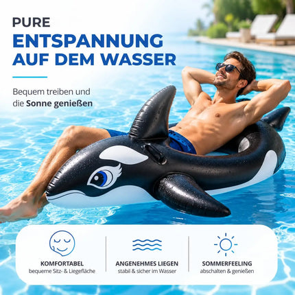 XXL Aufblasbare Luftmatratze Schwimmring Tier – Großer Tier Schwimmreifen für Pool, Strand & See – Wasserspielzeug für Erwachsene & Kinder (XXL Wal)