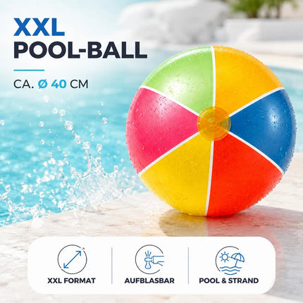 XXL Aufblasbarer Pool Ball Ø 40 cm – Wasserball & Schwimmball für Kinder & Erwachsene – Strandball für Pool, Strand & See