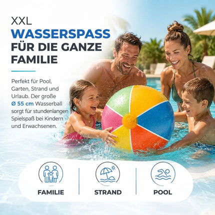 XXL Aufblasbarer Pool Ball Ø 55 cm – Wasserball & Schwimmball für Kinder & Erwachsene – Strandball für Pool, Strand & See