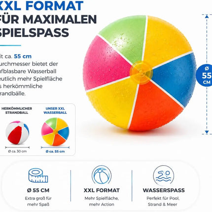 XXL Aufblasbarer Pool Ball Ø 55 cm – Wasserball & Schwimmball für Kinder & Erwachsene – Strandball für Pool, Strand & See