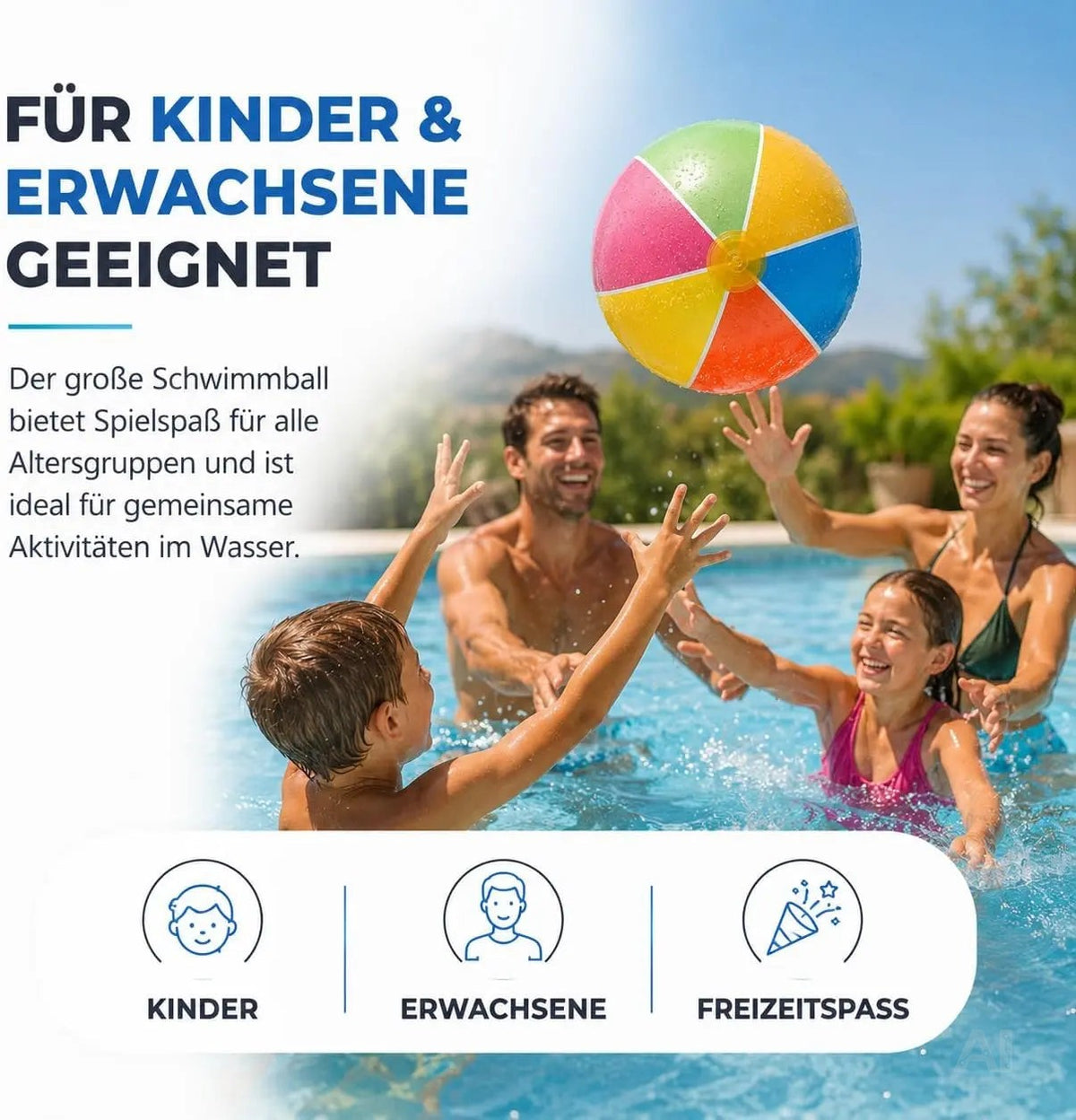 XXL Aufblasbarer Pool Ball Ø 40 cm – Wasserball & Schwimmball für Kinder & Erwachsene – Detailansicht 6