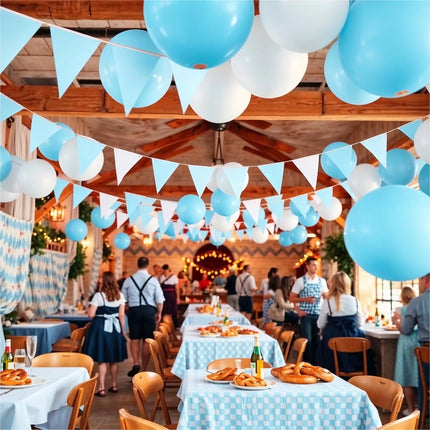 XXL Bayrische Wiesn Oktoberfest-Banner Deko Dekoration Set für Ihr Oktoberfest Dahoam mit mehr als 100 Teilen