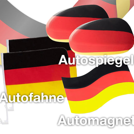 XXL Deutschland Auto Set - Autozubehör Fanartikel - 8 Teilig - mit Autofahnen für Autos uvm.