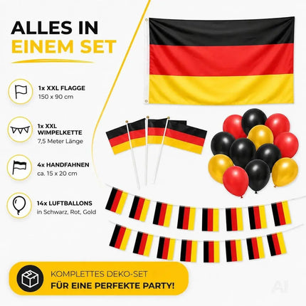 XXL Deutschland Deko Dekoration Set Fanartikel Tischdekoration mit über 50 Teilen wie – Detailansicht 3