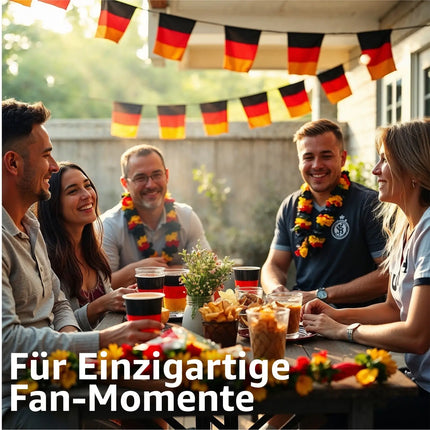 XXL Deutschland Deko Dekoration Set Fanartikel Tischdekoration mit über 50 Teilen wie Luftballons & Wimpelkette & Servietten für Fußball WM, EM (XXL Set mit Fahne)