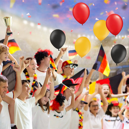XXL Deutschland Deko Dekoration Set Fanartikel Tischdekoration mit über 50 Teilen wie Luftballons & Wimpelkette & Servietten für Fußball WM, EM (XXL Set mit Fahne)