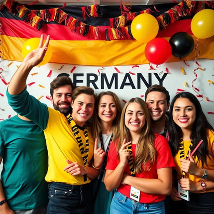 XXL Deutschland Deko Dekoration Set Fanartikel Tischdekoration mit über 50 Teilen wie Luftballons & Wimpelkette & Servietten für Fußball WM, EM (XXL Set mit Fahne)