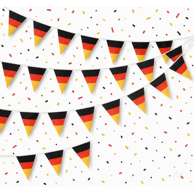 XXL Deutschland Wimpelkette 25 Meter – Schwarz Rot Gold Girlande Deko zur Fußball WM 2026