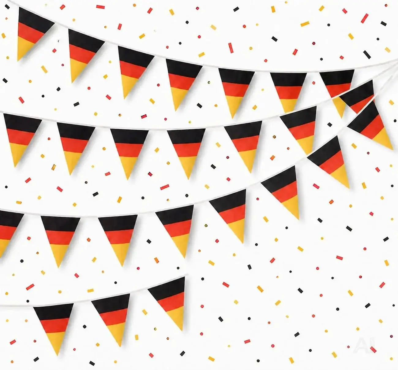 XXL Deutschland Wimpelkette 25 Meter – Schwarz Rot Gold Girlande Deko zur Fußball WM 2026 Weltmeisterschaft