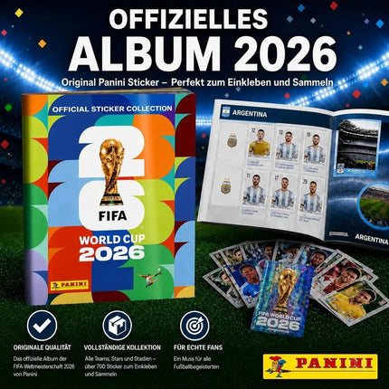 XXL Fan Set WM 2026 - inkl. Panini Stickeralbum und Spielplan Weltmeisterschaft Fußball – Detailansicht 4
