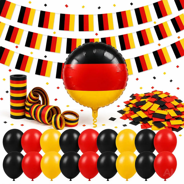 XXL Fanset Deutschland Deko Dekoration Set Fanartikel Tischdekoration mit über 50 Teilen für Fußball WM 2026 Weltmeisterschaft