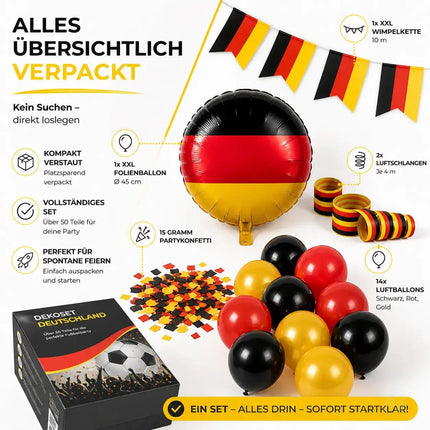 XXL Fanset Deutschland Deko Dekoration Set Fanartikel Tischdekoration mit über 50 Teilen – Detailansicht 6