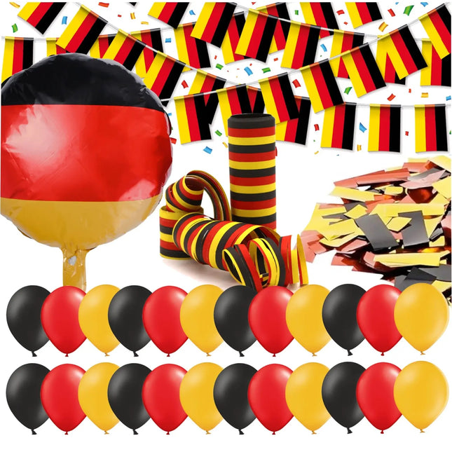 XXL Fanset Deutschland Deko Dekoration Set Fanartikel Tischdekoration mit über 50 Teilen für Fußball WM, EM