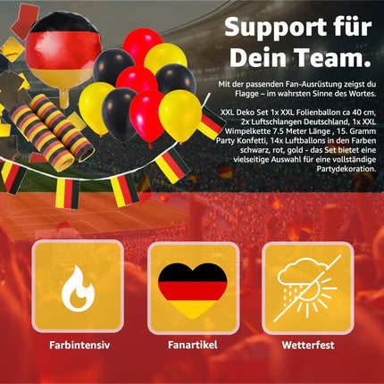 XXL Fanset Deutschland Deko Dekoration Set Fanartikel Tischdekoration mit über 50 Teilen für Fußball WM, EM