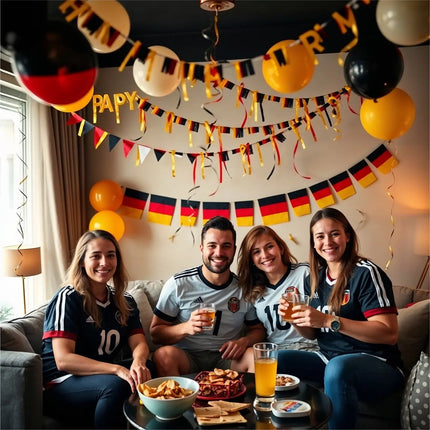 XXL Fanset Deutschland Deko Dekoration Set Fanartikel Tischdekoration mit über 50 Teilen für Fußball WM, EM