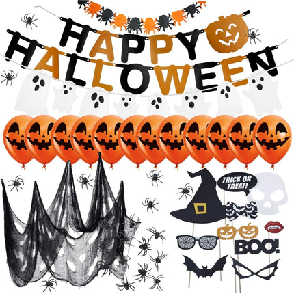XXL Halloween Deko Dekoration Grusel Set mit über 30 Teilen für Haus, Tisch & Garten - Indoor & Outdoor