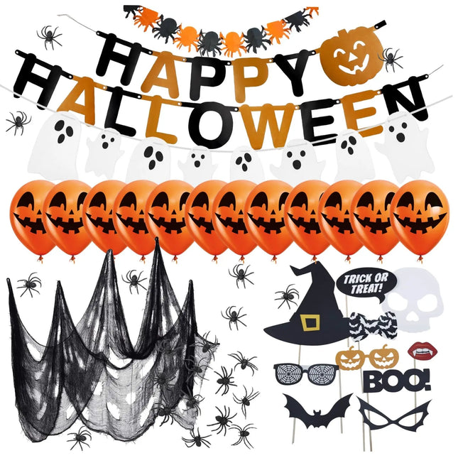 XXL Halloween Deko Dekoration Grusel Set mit über 30 Teilen für Haus, Tisch & Garten - Indoor & Outdoor